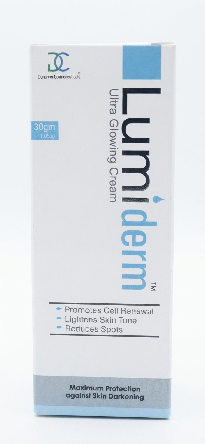 Lumiderm Ascorbyl Glucoside Cream 20ml tube and packaging for skin lightening, firming, and fine line reduction