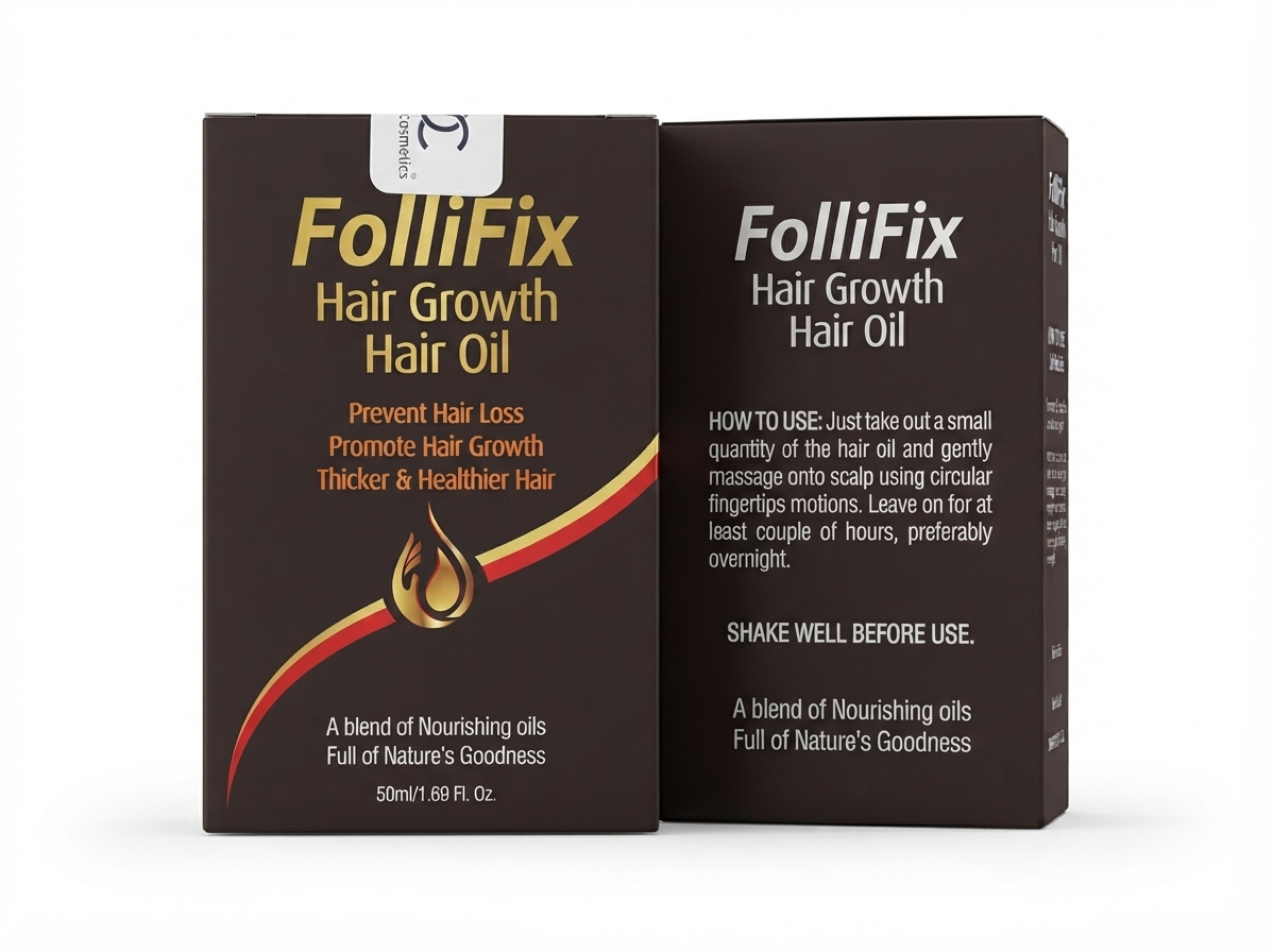 FolliFix Hair Growth Oil Extracts 50ml bottle for preventing hair loss and promoting thicker, healthier hair