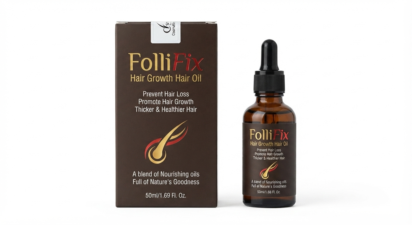 FolliFix Hair Growth Oil Extracts 50ml bottle for preventing hair loss and promoting thicker, healthier hair