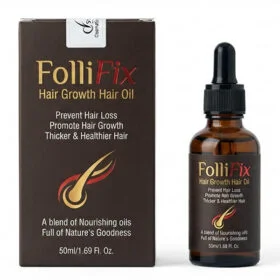 FolliFix Hair Growth Oil Extracts 50ml bottle for preventing hair loss and promoting thicker, healthier hair